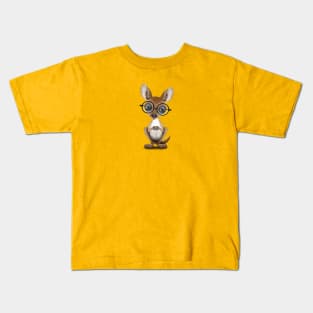 Cute Nerdy Kangaroo Wearing Glasses Kids T-Shirt